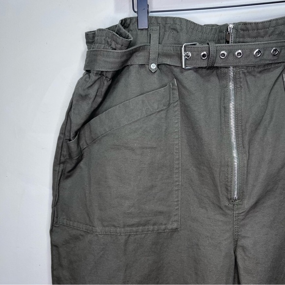 Banana Republic Green Linen Tapered Pants The Paperbag Pant Size 20 - Picture 12 of 15